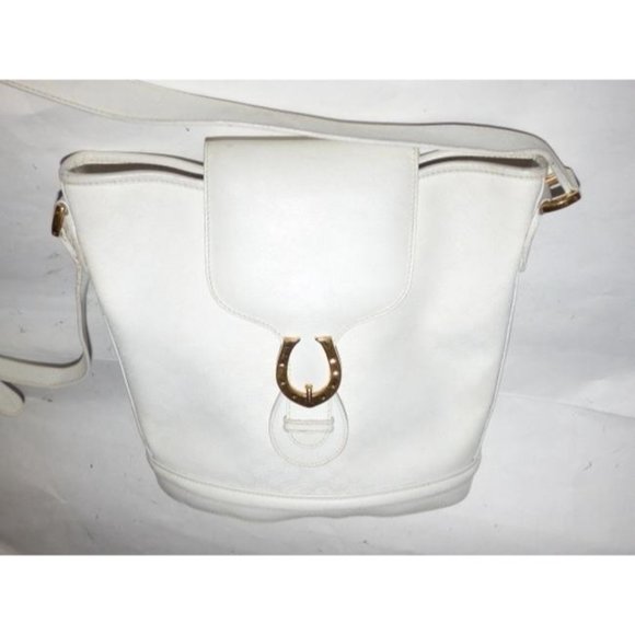 Gucci Vintage White Bucket Bag Small G Logo Coated Canvas And White Leather - Picture 12 of 12